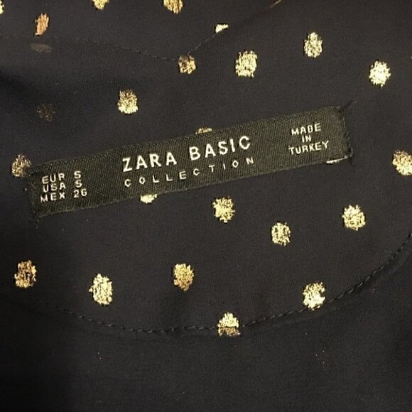 Zara navy and gold polka dot camisole with diagonal ruffle detail - Picture 5 of 7